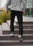 Чоловічі спортивні повсякденні чорні штани карго з кишенями на гумці, фото 9