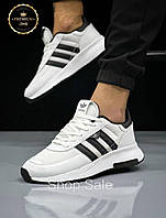 Мужские черно-белые кроссовки адидас, белые кеды весенние adidas white-black