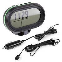 Автомобильные часы VST - 7009V подсветка + 2 термометра + вольтметр, питание от аккумулятора MS-452 авто