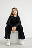 Костюм для дівчинки кофта реглан і штани палацо | Турецька двонитка колір чорний, фото 4