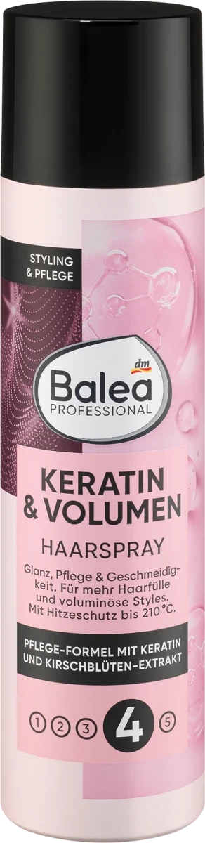 Кератиновий лак для волосся для об'єму Balea Professional Keratin & Volumen, 250 мл