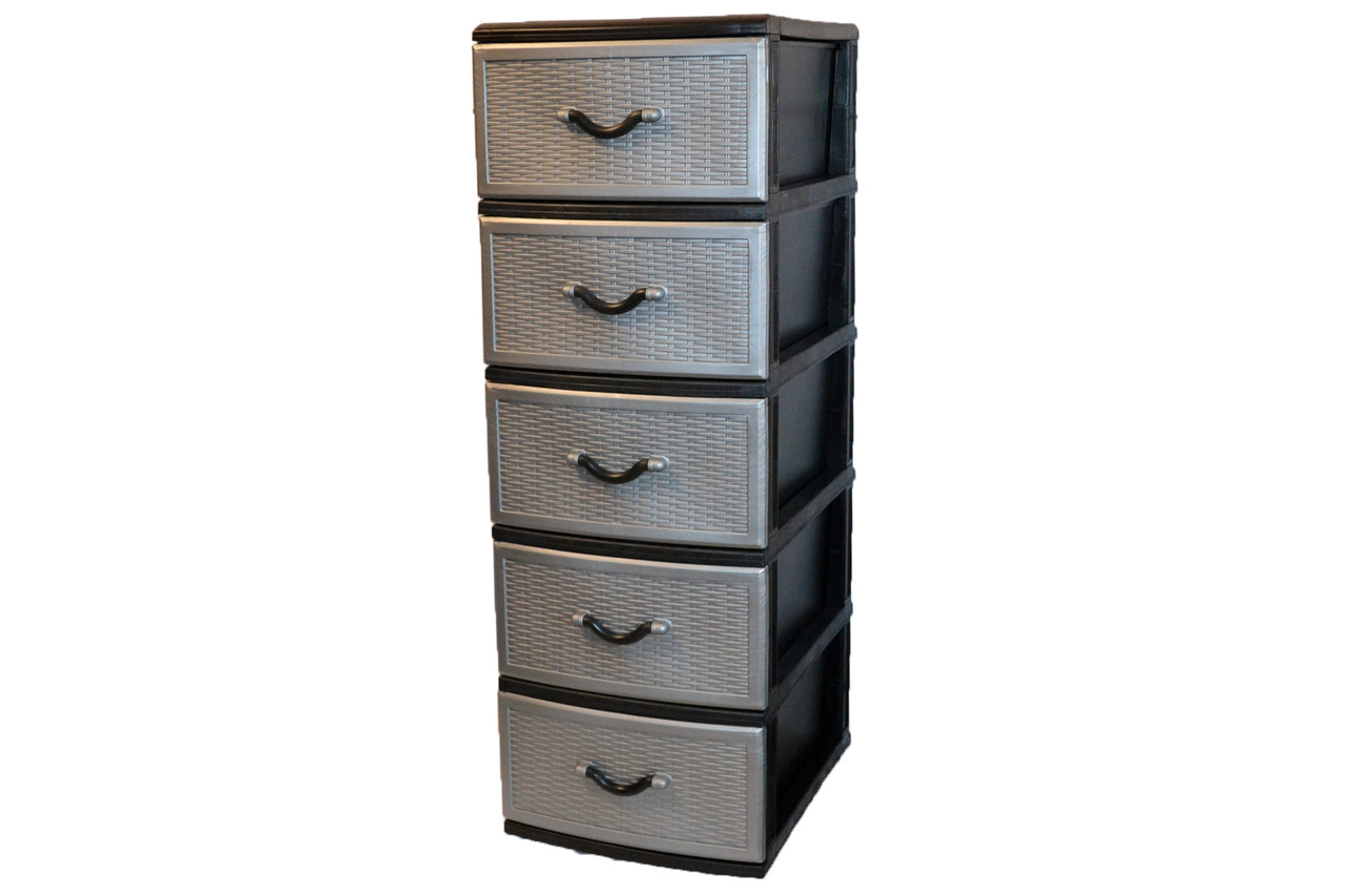 Комод пластиковий Style black (Стиль) 5 ящиків 48х38х109