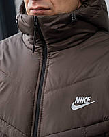 Куртка мужская весенняя осенняя Nike Tech короткая с капюшоном коричневая Ветровка Найк демисезонная