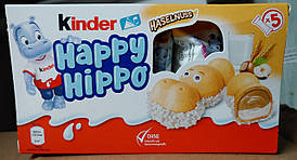 Kinder Happy Hippo Haselnuss Кіндер Бегемотики з молочно горіховою начинкою 5 штук (103.5 г) Німеччина