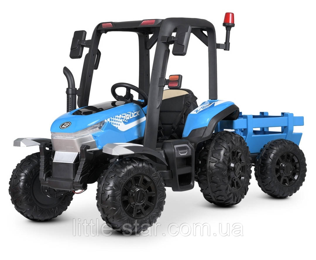 Дитячий електромобіль трактор  Bambi M 4844 EBLR-4 з причепом, синій