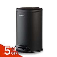 Відра для сміття чорні Відро відро з педаллю Сміттєве відро 12л Кругле відро для сміття з кришкою Матовое ведро для мусора