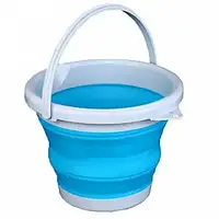 Силиконовое складное ведро Collapsible Bucket на 10 литров, Голубое