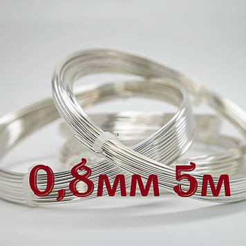 Мідь посріблена 0,8 мм - 5 метрів для електроніки, пайки, електротехнічний дріт, екранована