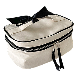 Косметичка бавовняна з бантиком 26*17*12 см M (світла)