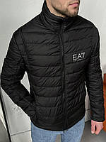 Черная куртка Armani EA7 мужская с капюшоном весна-осень , Спортивная куртка Армани черная качественная