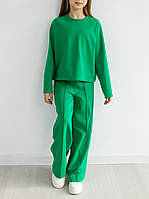 Костюм для дівчинки кофта реглан і штани палацо | Турецька двонитка колір зелений