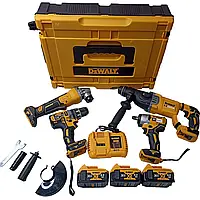 Набір електроінструментів 4в1 DeWalt 36V (Шурупокрут + Болгарка + Перфоратор + Гайковерт) Набір Девалт у кейсі