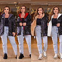 Жіноча демісезонна куртка на хутрі, норма та батал, різні кольори, р.48-58