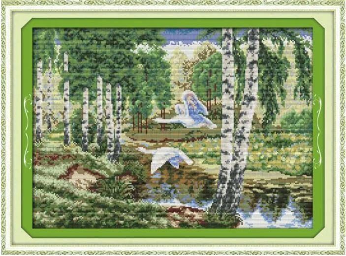 Набір для вишивання за нанесеною на канву схемою "The wild geese in the".AIDA 14CT printed, 48*36 см