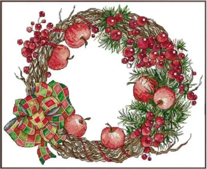 Набір для вишивання за нанесеною на канву схемою "Garland-Christmas App". AIDA 14CT printed, 43*36см