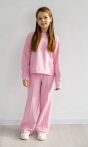 Костюм для дівчинки кофта реглан і штани палацо | Турецька двонитка колір рожевий