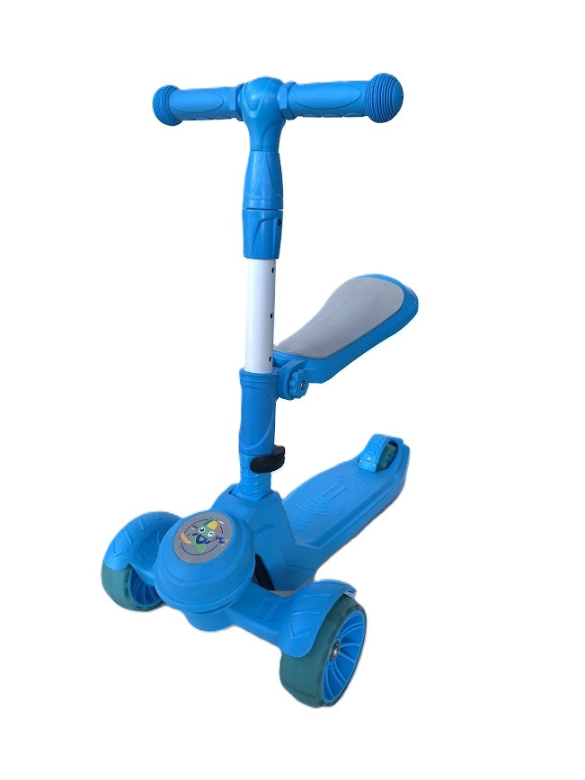 Дитячий синій самокат-біговел до 90 кг, легка трансформація (без викрутки), фото 1