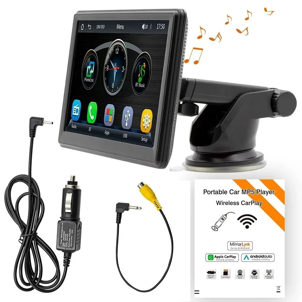 Універсальний сенсорний дисплей, монітор 7" car player CJ-PTC208 з Apple CarPlay та Android Auto, фото 1