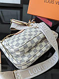 Сумка жіноча Louis Vuitton 3 в 1 білий+клітка, фото 2