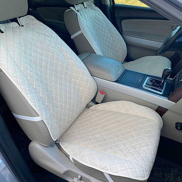 Накидки на сидіння з Алькантари бежеві на передні Широкі "Tuning"