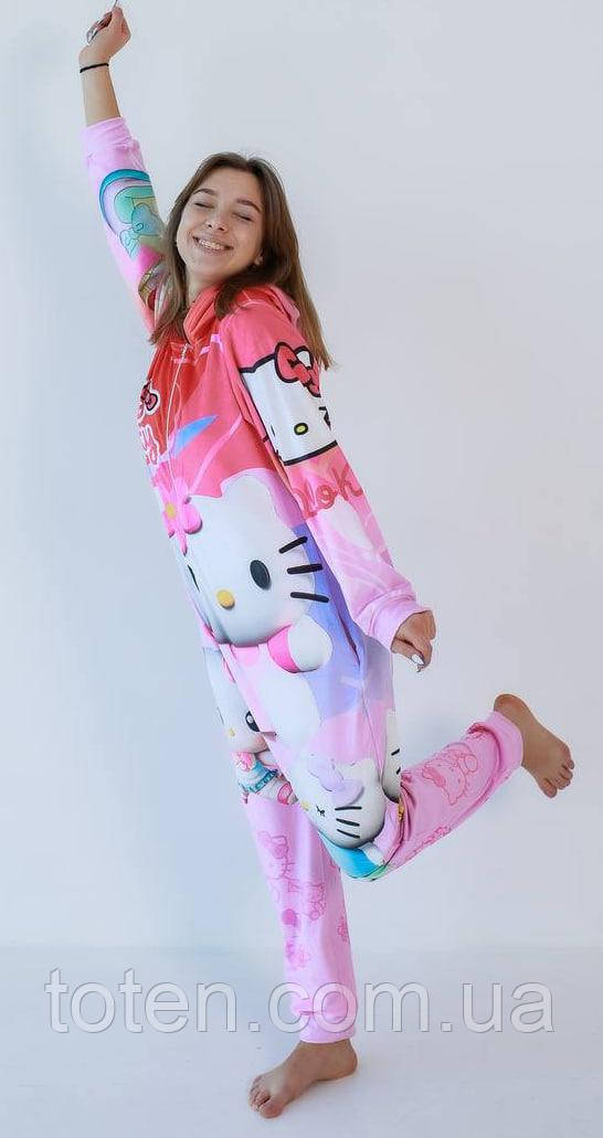Кігурумі для дівчинки підлітковий Hello Kitty піжама плюшевий велюр Hello Kitty на зріст 170 см