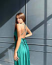 Вечірня шовкова зелена сукня довга з розрізом і відкритою спиною, фото 5
