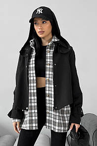 Молодіжна коротка куртка з капюшоном Зарін айворі XS, S, M, L, XL розміри