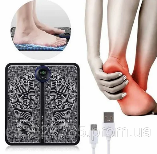 Електричний масажний килимок для ніг EMS, Акупунктурний масажер для ступень, Вібраційний масажер - фото 4 - id-p2120417738