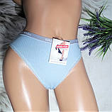 Жіночі трусики бавовняні з мереживом в рубчик 42-48р 6 кольорів, фото 2