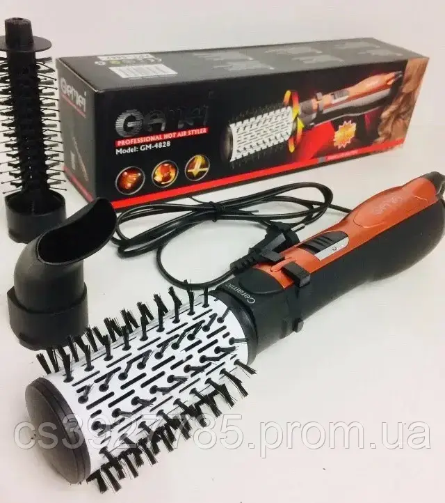 Вращающийся фен расческа с насадками Gemei GM-4828 воздушный стайлер для укладки волос - фото 3 - id-p2120417820