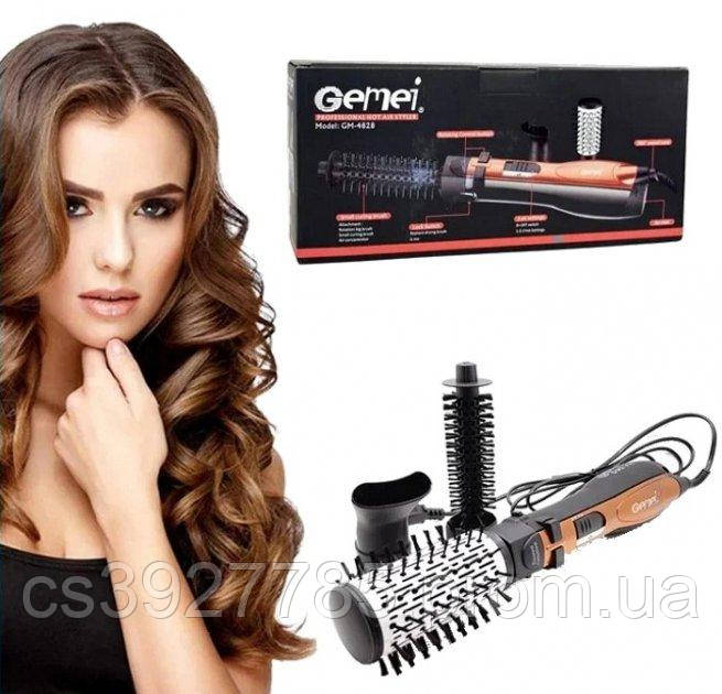 Обертовий фен браш Ceramic Gemei для волосся з насадками, професійний стайлер з обертанням для укладання - фото 8 - id-p2120417820
