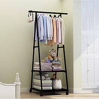 Вешалка передвижная напольная с полками Triangle clothes Rack 160х55х42 см./Стойка для вещей, обуви на колесах