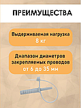 Хомут з дюбелем, стяжка для кріплення та фіксації одиночних проводів та кабелю (FY-0033), фото 4