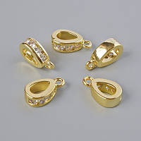 Підкулонник з білими стразами, золотистий колір металу d-11х3мм+- 1шт. купити біжутерію оптом в інтернеті