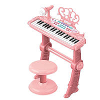 Детский синтезатор - пианино со стульчиком РОЗОВЫЙ арт. MTK 022 топ