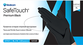 Нітрилові рукавички SAFETOUCH® PREMIUM BLACK, без пудри, 5 гр, чорні