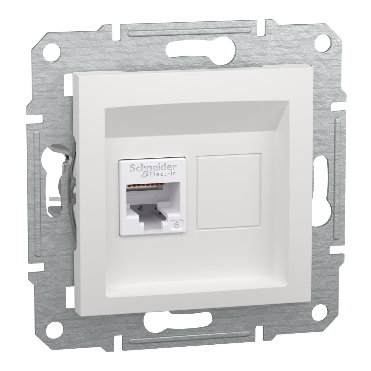 Розетка RJ45, тип UTP, категорія 6, білий, Asfora, без рамки