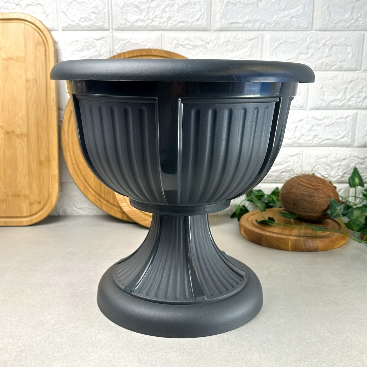 Террасний вазон на ніжці 29 л, Граніт Леон Алеана