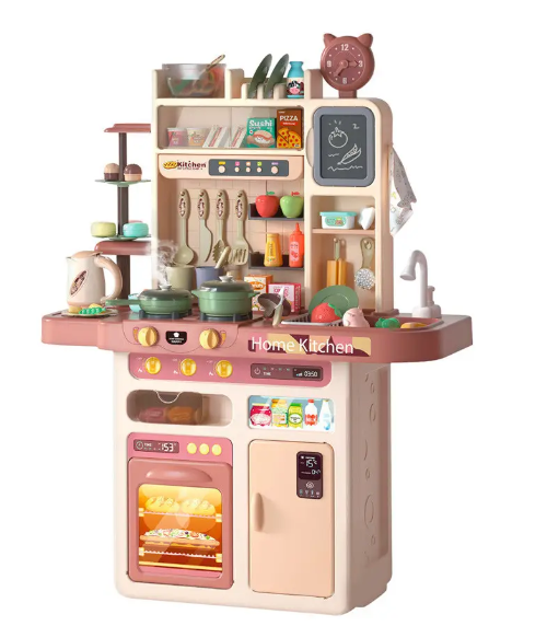 Дитяча іграшкова, велика інтерактивна кухня Home Kitchen, з парою, водою і звуком, 87 предметів. WD-P 46, фото 1