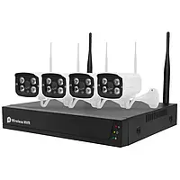 Комплект видеонаблюдения на 4 камеры NVR KIT 601 WiFi 4CH с регистратором, наружные wifi камеры с оповещением