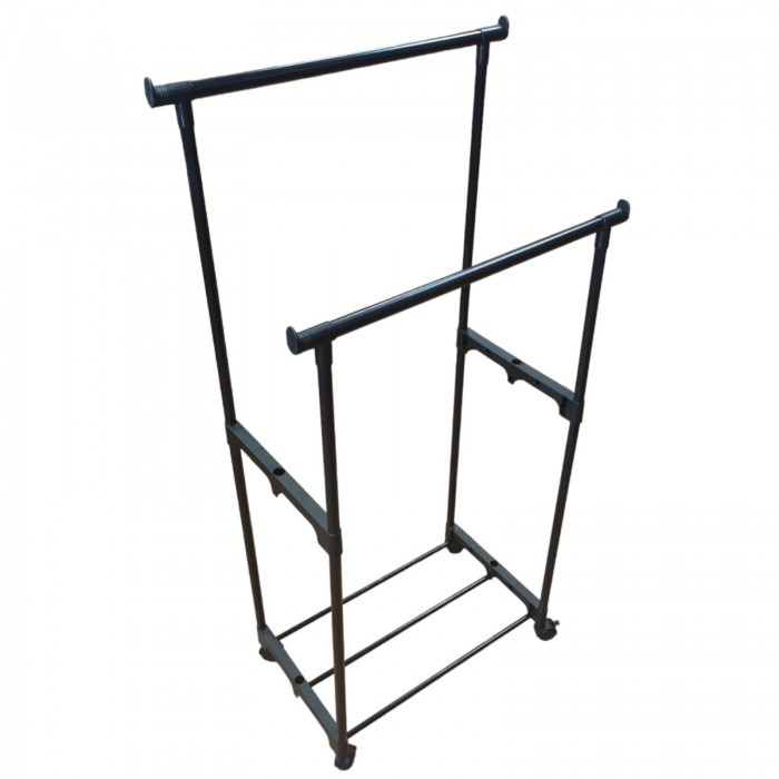 Стійка-вішалка для одягу та взуття в гардеробну Double Pole Clothes Horse Mini Чорна