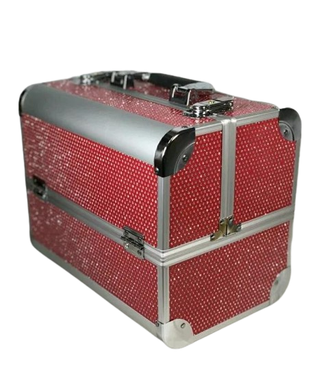 Валіза для візажиста алюмінієва "Diamond" — червоне каміння