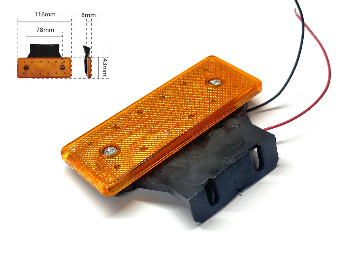 Ліхтар габаритний BD-0027 12 LED  жовтий 12-24V IP67. Розмір: 116*43*8 мм, фото 1