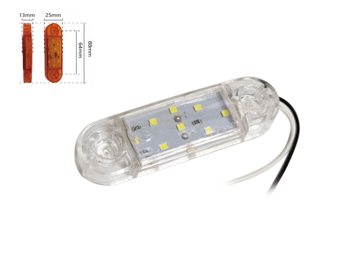 Габаритний ліхтар-катафот BD-0016W 9 LED білий IP67 12-24V (1 шт). Розмір: 88*25*13 мм