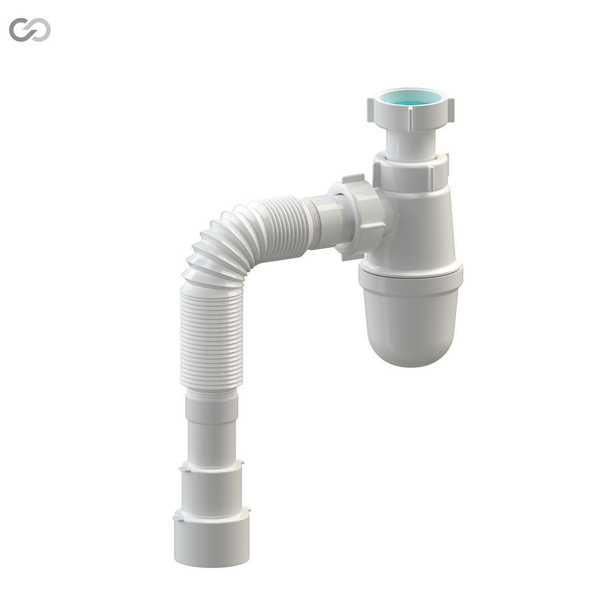 Сифон для умивальника SoloPlast Т-0315, пластик, гофра, фото 1