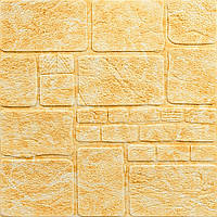 Lb Стеновая 3D панель мягкая самоклеющаяся декоративная 3д самоклейка камень желтый мрамор 700х700х7мм (152)