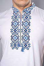 Модна чоловіча вишита футболка "Гетьман" біла з синім, фото 2