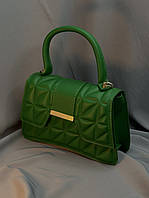 Женская сумка клатч с ручкой, небольшая женская сумочка зелёная