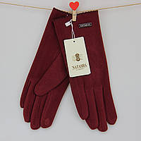 Перчатки женские сенсорные пальто с мехом Natasha осень-зима размер S-M бордовый