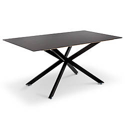 Великий прямокутний нерозсувний обідній кухонний стіл 160х90см із чорною стільницею з кераміки Грінвіч
